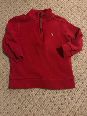 Ralph Lauren Kids Red Half-Zip Sweatshirt with Polo Pony Player